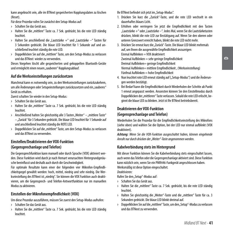 Midland bt next - 41 | MIDLAND BT Next 2.0 User Manual | Page 42 / 136