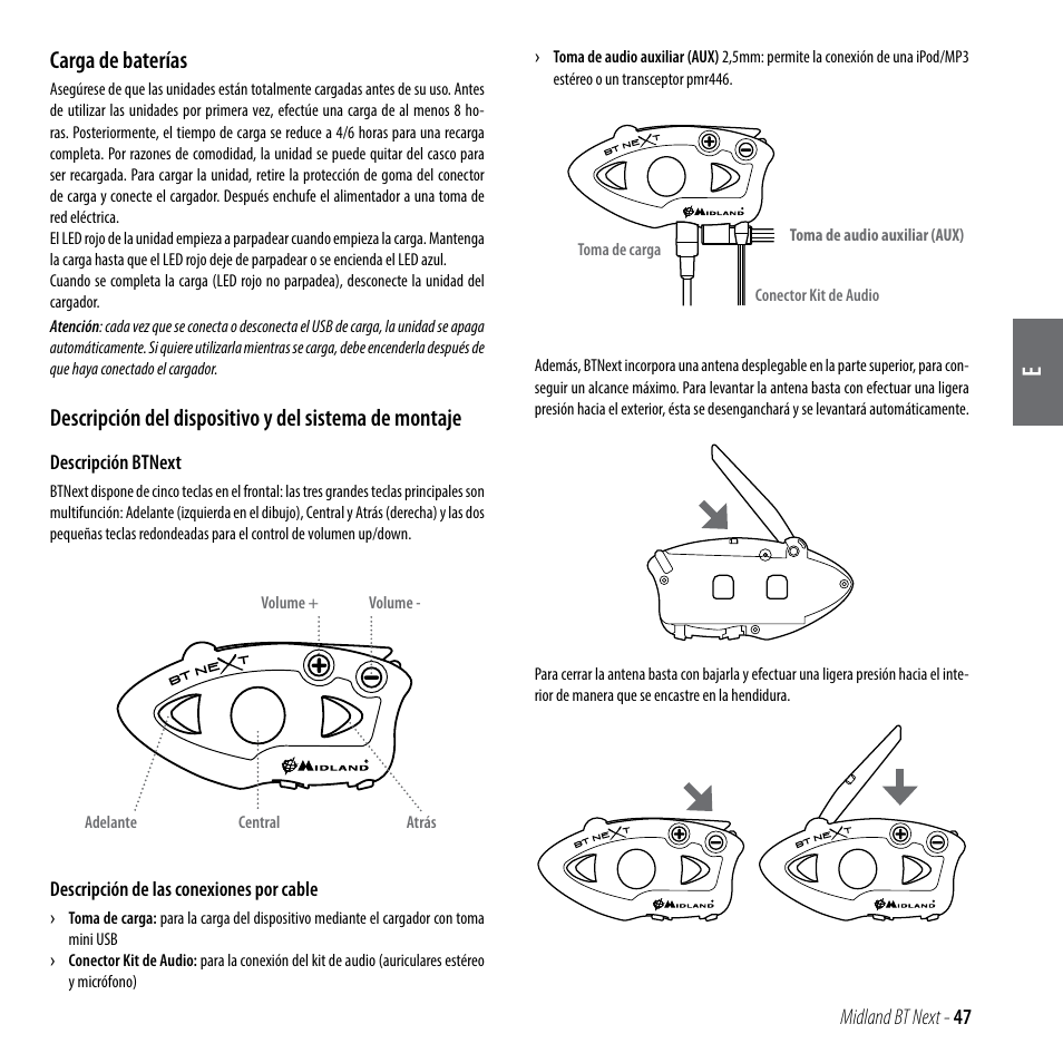 Carga de baterías | MIDLAND BT Next 2.0 User Manual | Page 48 / 136