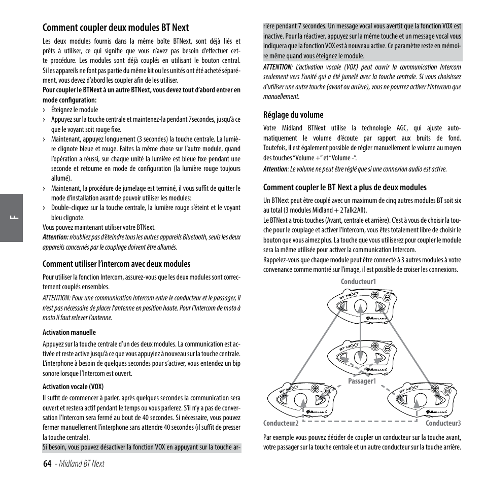 Comment coupler deux modules bt next | MIDLAND BT Next 2.0 User Manual | Page 65 / 136
