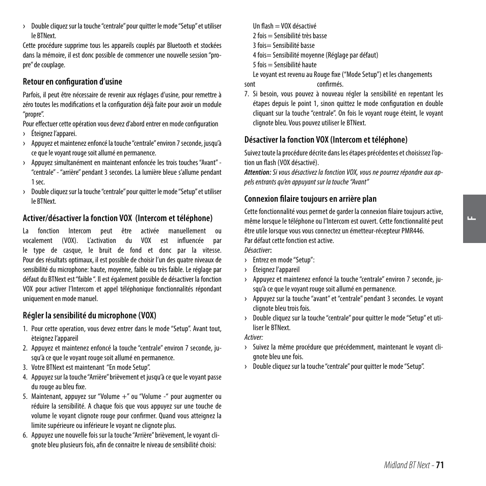 Midland bt next - 71 | MIDLAND BT Next 2.0 User Manual | Page 72 / 136