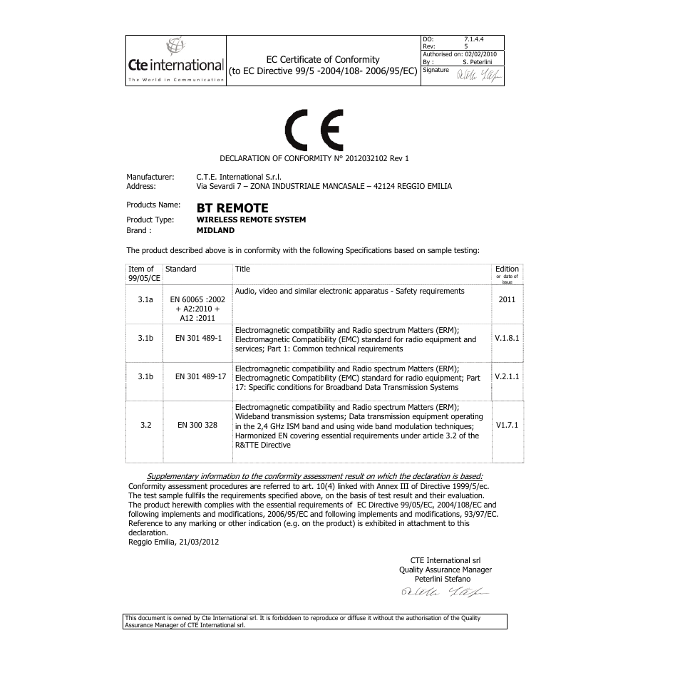 Bt remote | MIDLAND BT Remote User Manual | Page 41 / 41