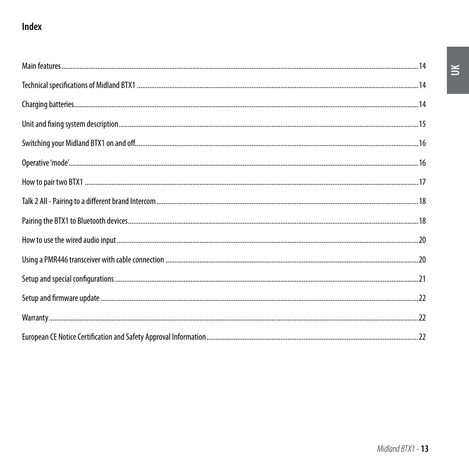 MIDLAND BTX1 User Manual | Page 14 / 111