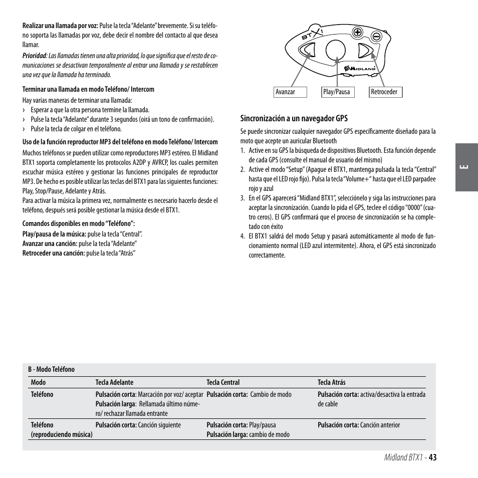 Midland btx1 - 43 | MIDLAND BTX1 User Manual | Page 44 / 111