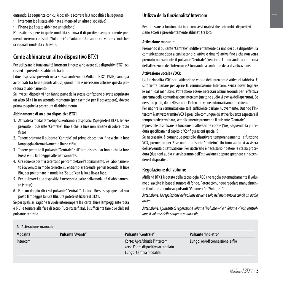 Come abbinare un altro dispositivo btx1 | MIDLAND BTX1 User Manual | Page 6 / 111