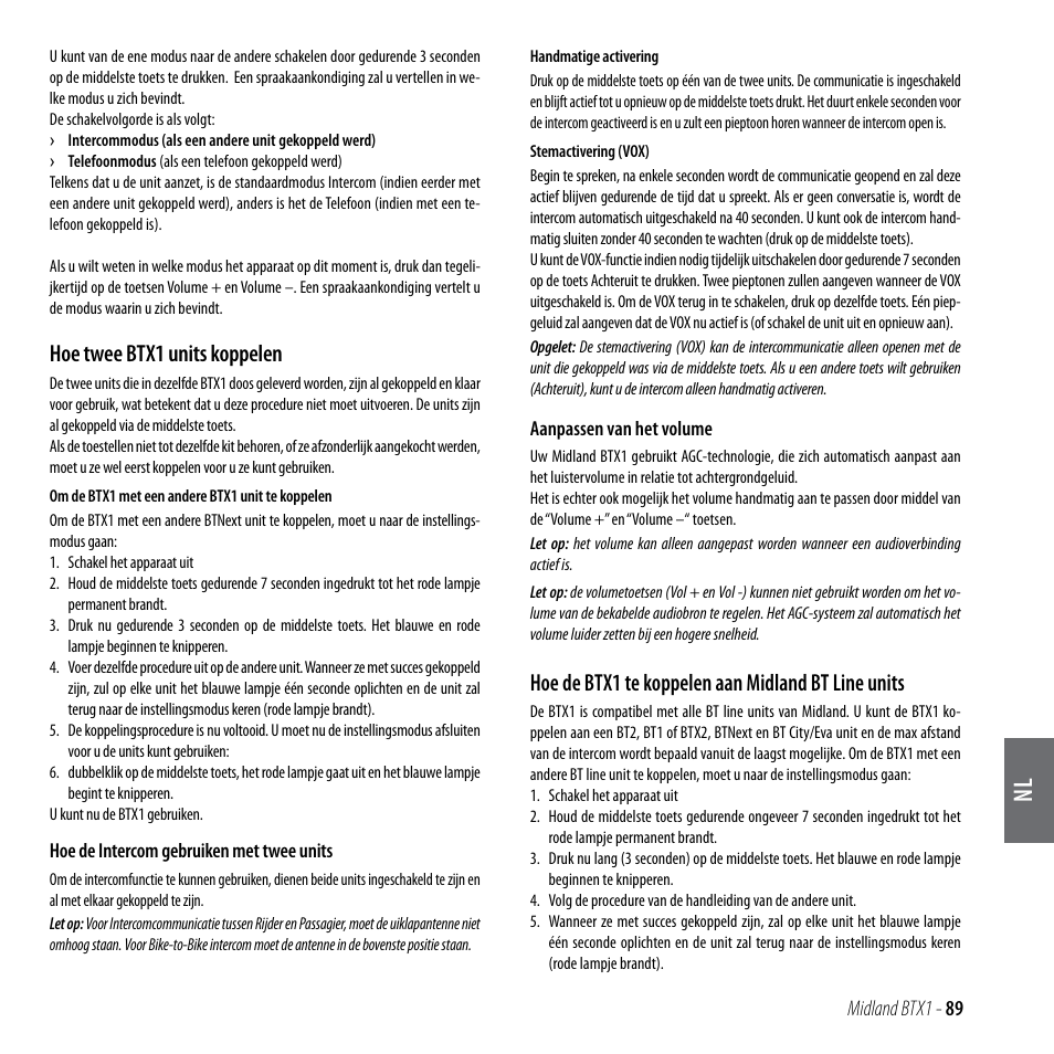 Hoe twee btx1 units koppelen, Hoe de btx1 te koppelen aan midland bt line units | MIDLAND BTX1 User Manual | Page 90 / 111