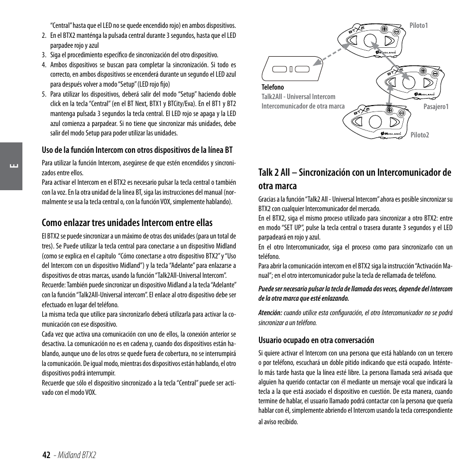 Como enlazar tres unidades intercom entre ellas | MIDLAND BTX2 User Manual | Page 43 / 112