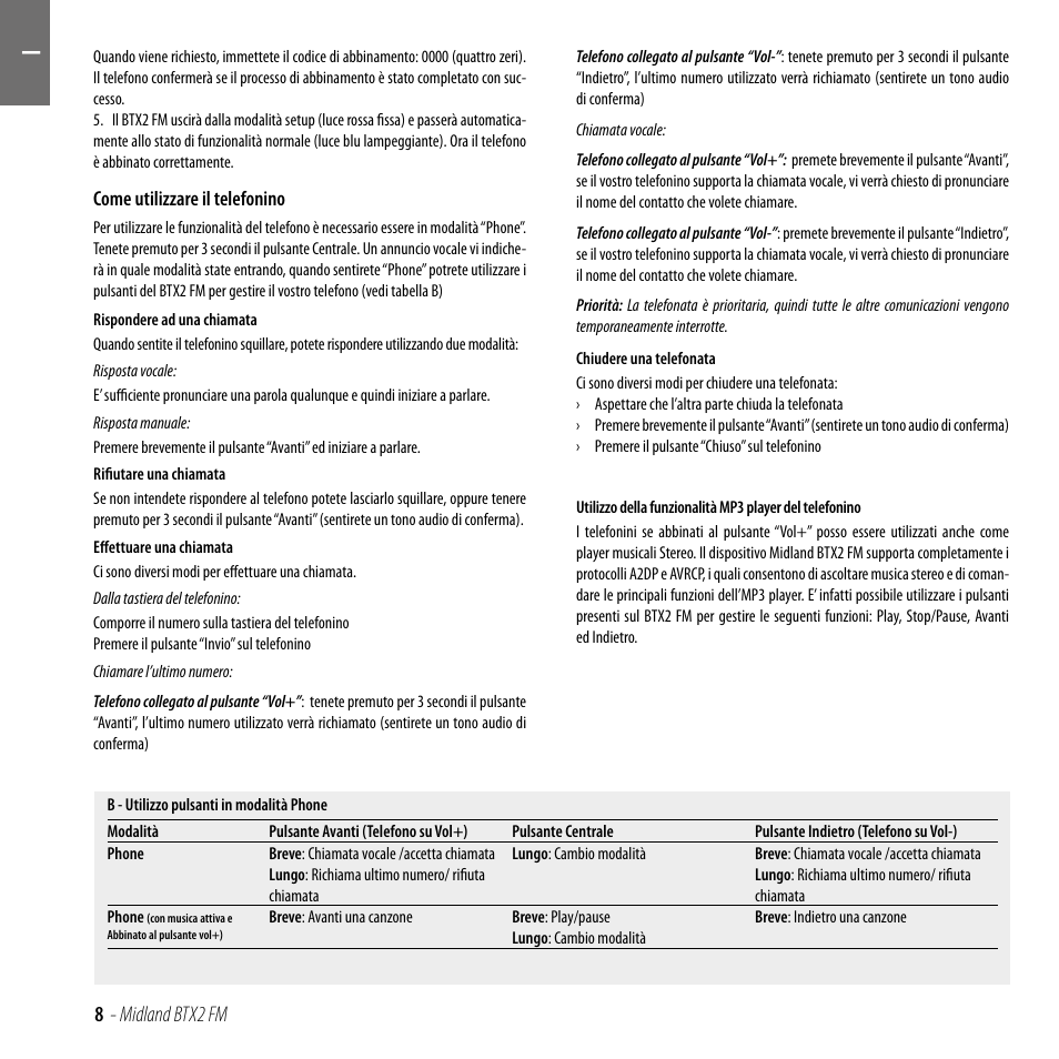 8 - midland btx2 fm | MIDLAND BTX2 FM User Manual | Page 9 / 100