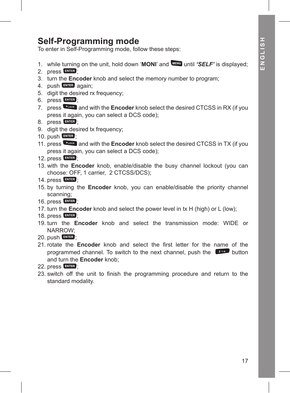 Self-programming mode | MIDLAND CT 210_410 User Manual | Page 17 / 20