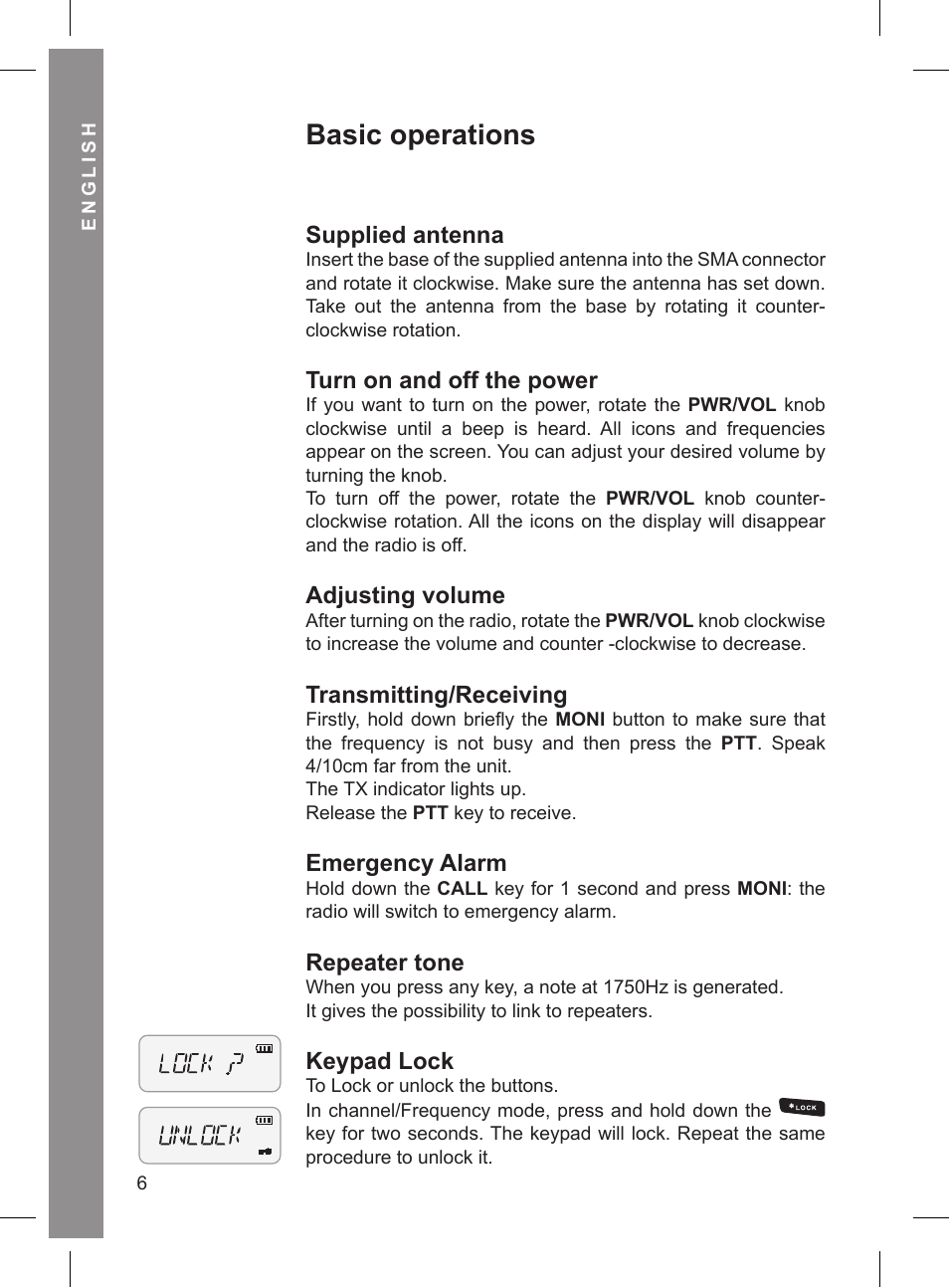 Basic operations | MIDLAND CT 210_410 User Manual | Page 6 / 20