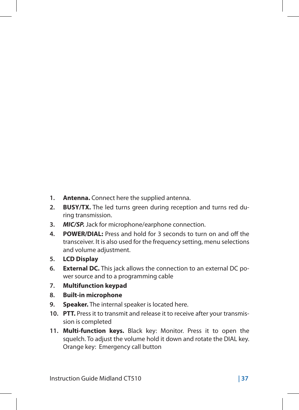MIDLAND CT510 User Manual | Page 37 / 142
