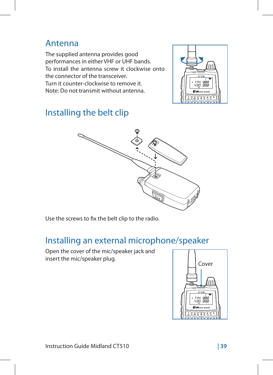 MIDLAND CT510 User Manual | Page 39 / 142