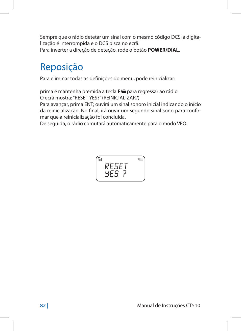 Reposição | MIDLAND CT510 User Manual | Page 82 / 142