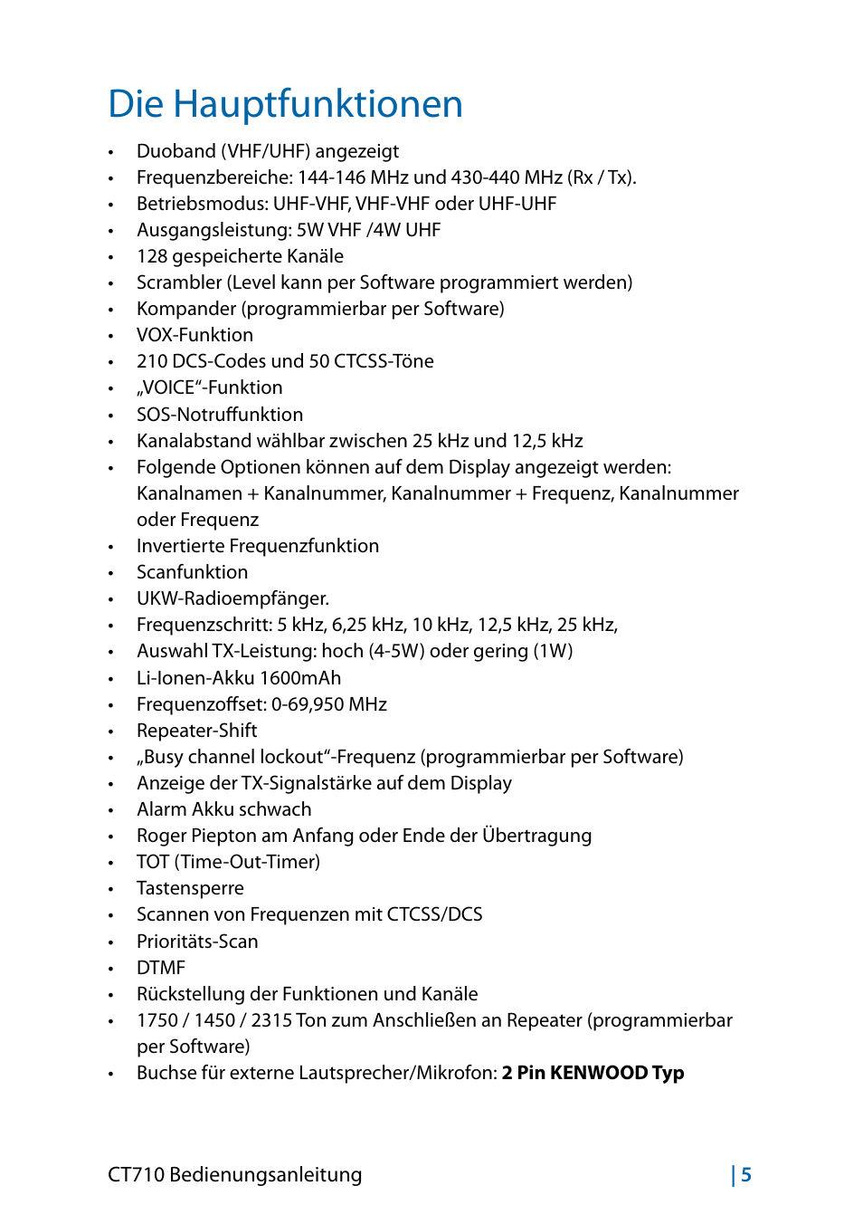 Die hauptfunktionen | MIDLAND CT710 - 2014 User Manual | Page 65 / 214