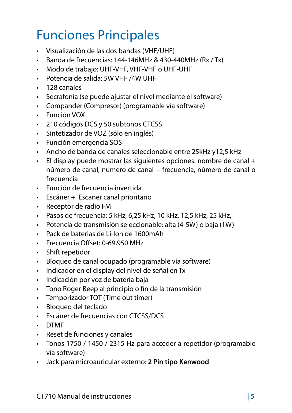 Funciones principales | MIDLAND CT710 - 2014 User Manual | Page 95 / 214