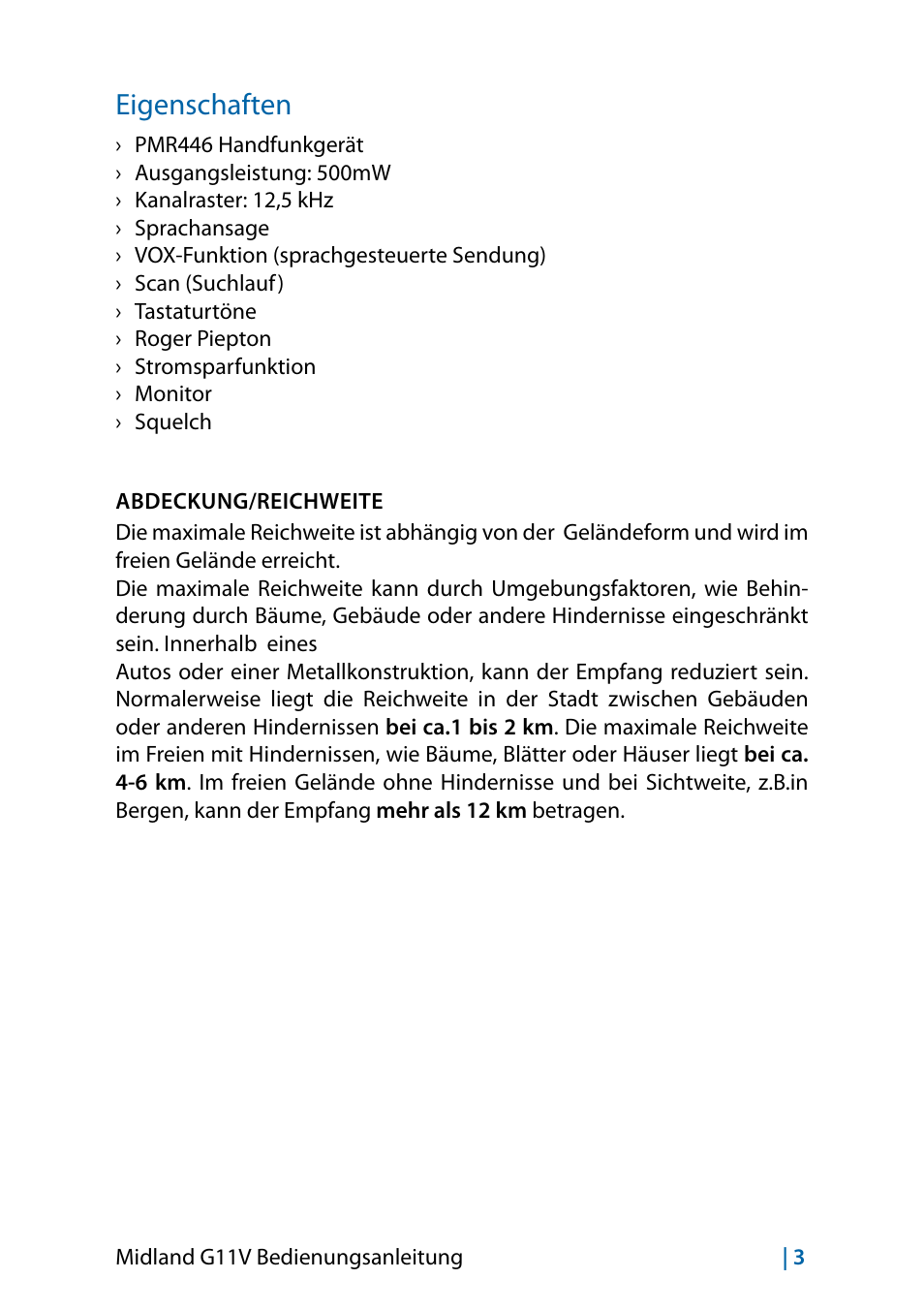 Eigenschaften, Eigenschaften 3 | MIDLAND G11V User Manual | Page 35 / 128