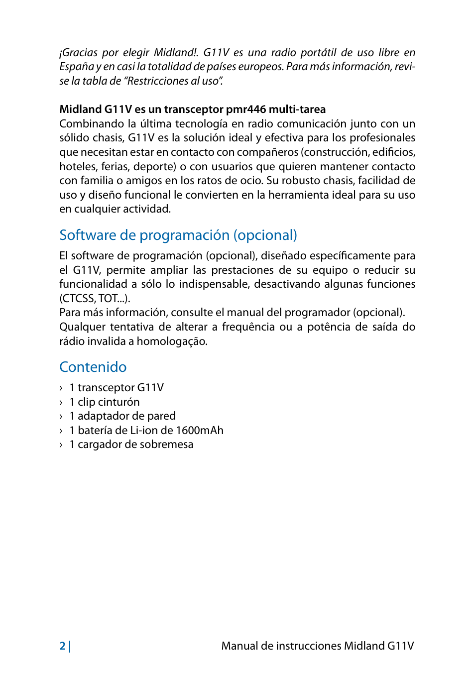 MIDLAND G11V User Manual | Page 50 / 128