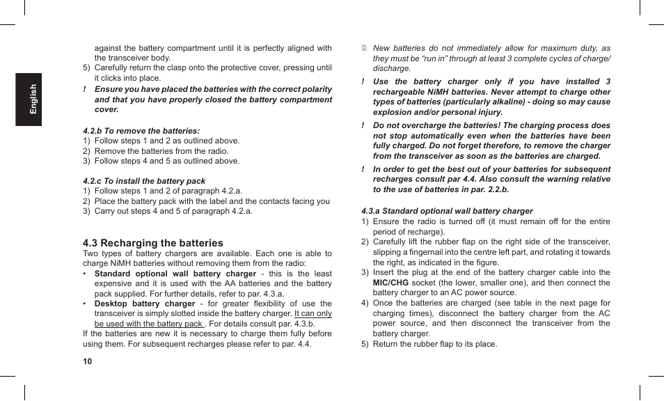 3 recharging the batteries | MIDLAND G12 User Manual | Page 10 / 32