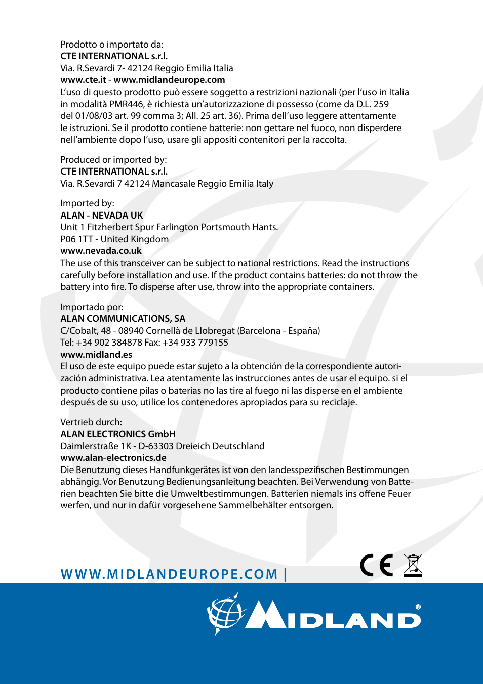 MIDLAND G15 User Manual | Page 32 / 134