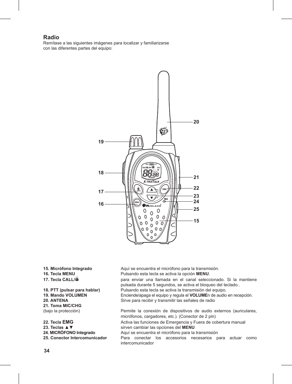 Radio | MIDLAND G8 User Manual | Page 34 / 80