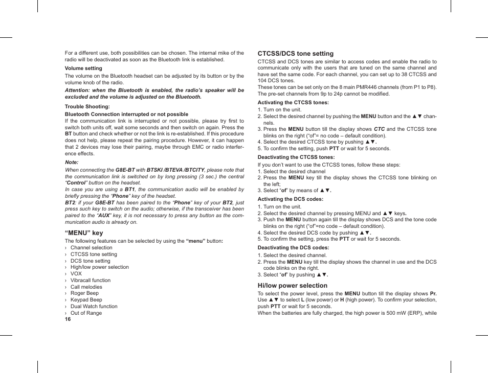 MIDLAND G8 E BT User Manual | Page 18 / 86
