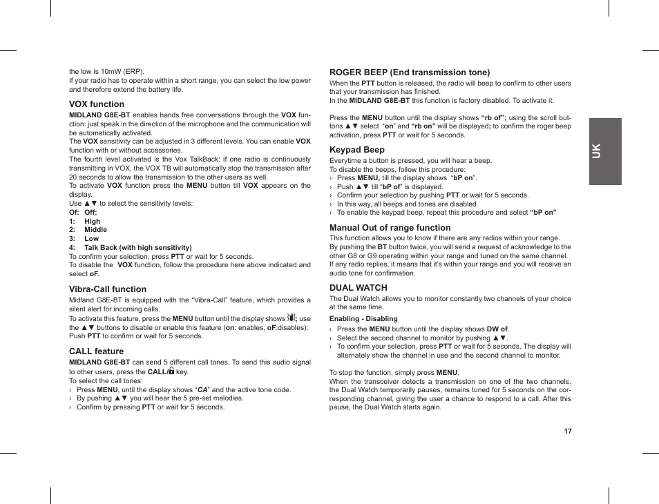 MIDLAND G8 E BT User Manual | Page 19 / 86