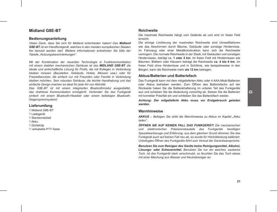 Midland g8e-bt | MIDLAND G8 E BT User Manual | Page 23 / 86
