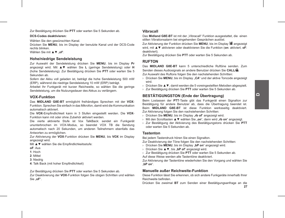 MIDLAND G8 E BT User Manual | Page 29 / 86
