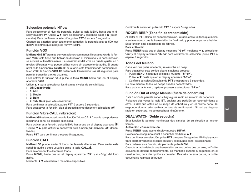 MIDLAND G8 E BT User Manual | Page 39 / 86