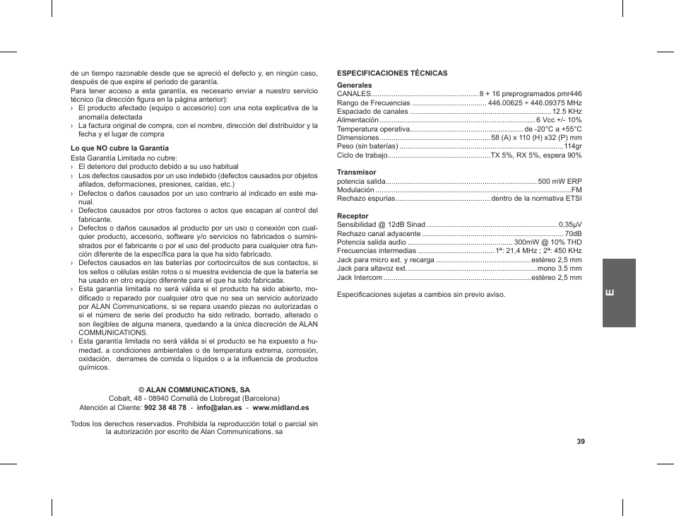 MIDLAND G8 E BT User Manual | Page 41 / 86