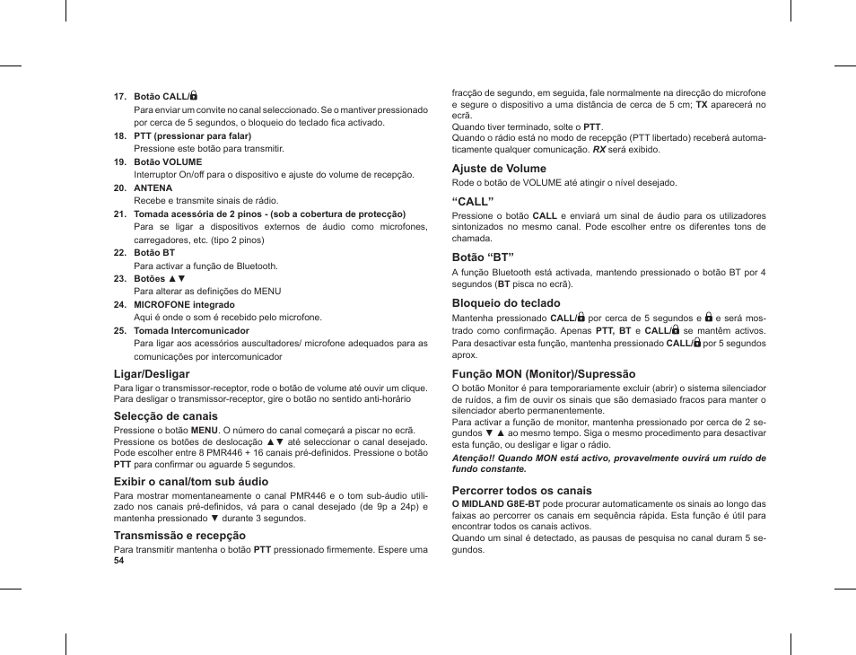 MIDLAND G8 E BT User Manual | Page 56 / 86