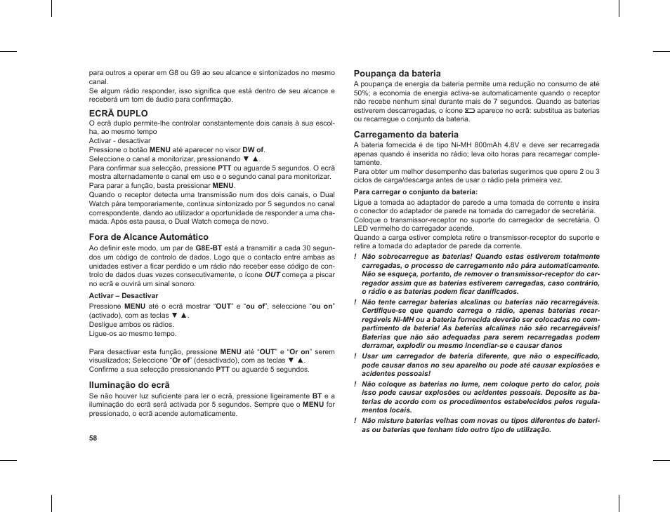 MIDLAND G8 E BT User Manual | Page 60 / 86