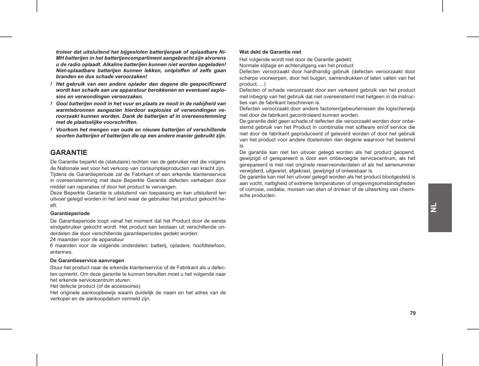 Garantie | MIDLAND G8 E BT User Manual | Page 81 / 86