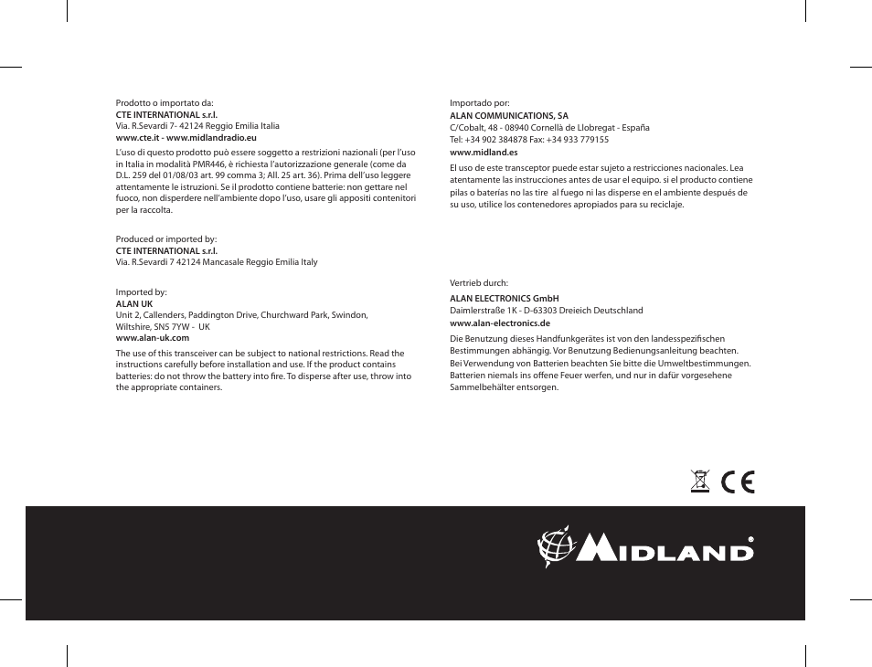 MIDLAND G8 E BT User Manual | Page 86 / 86