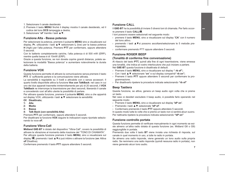 MIDLAND G8 E BT User Manual | Page 9 / 86
