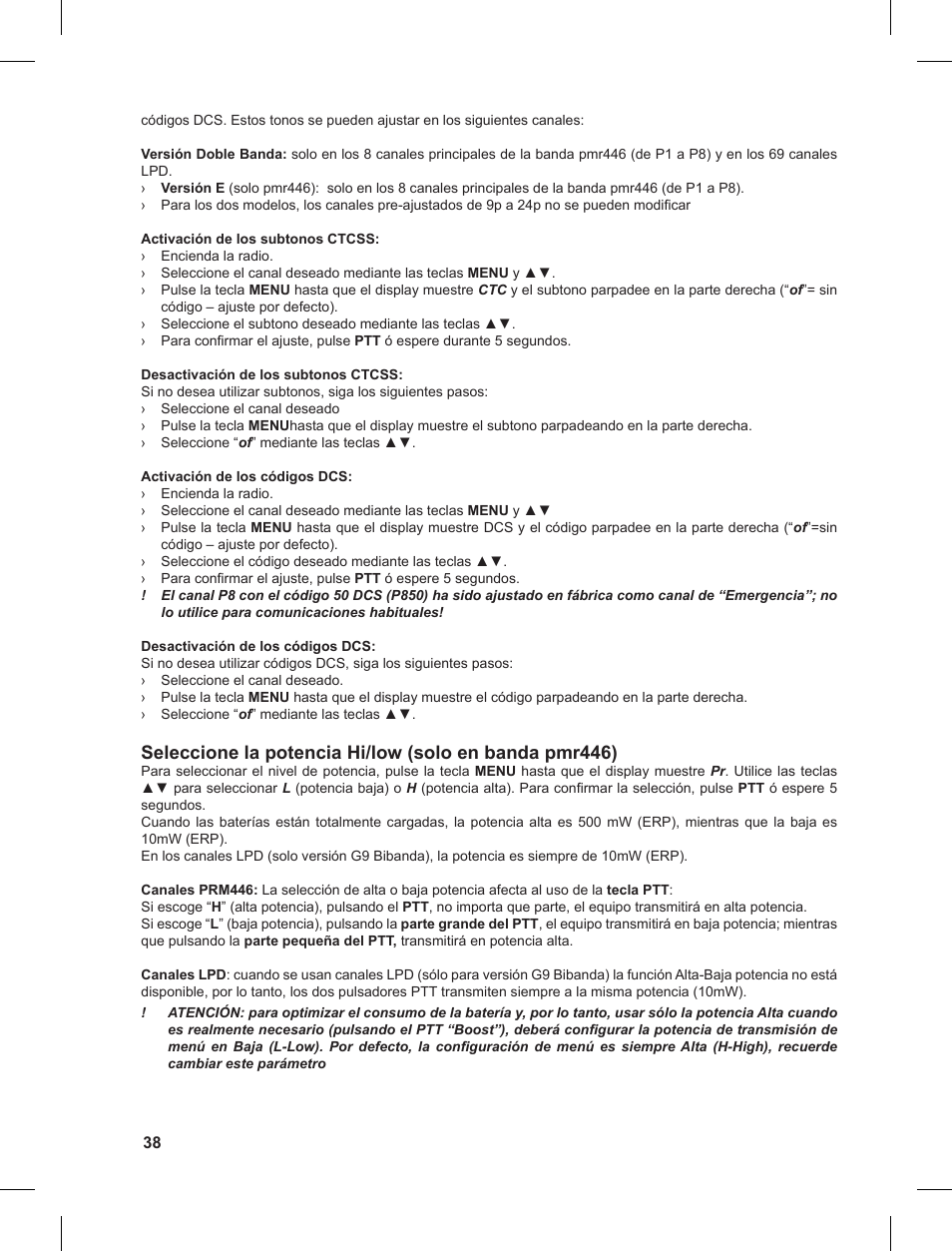 MIDLAND G9 User Manual | Page 38 / 90
