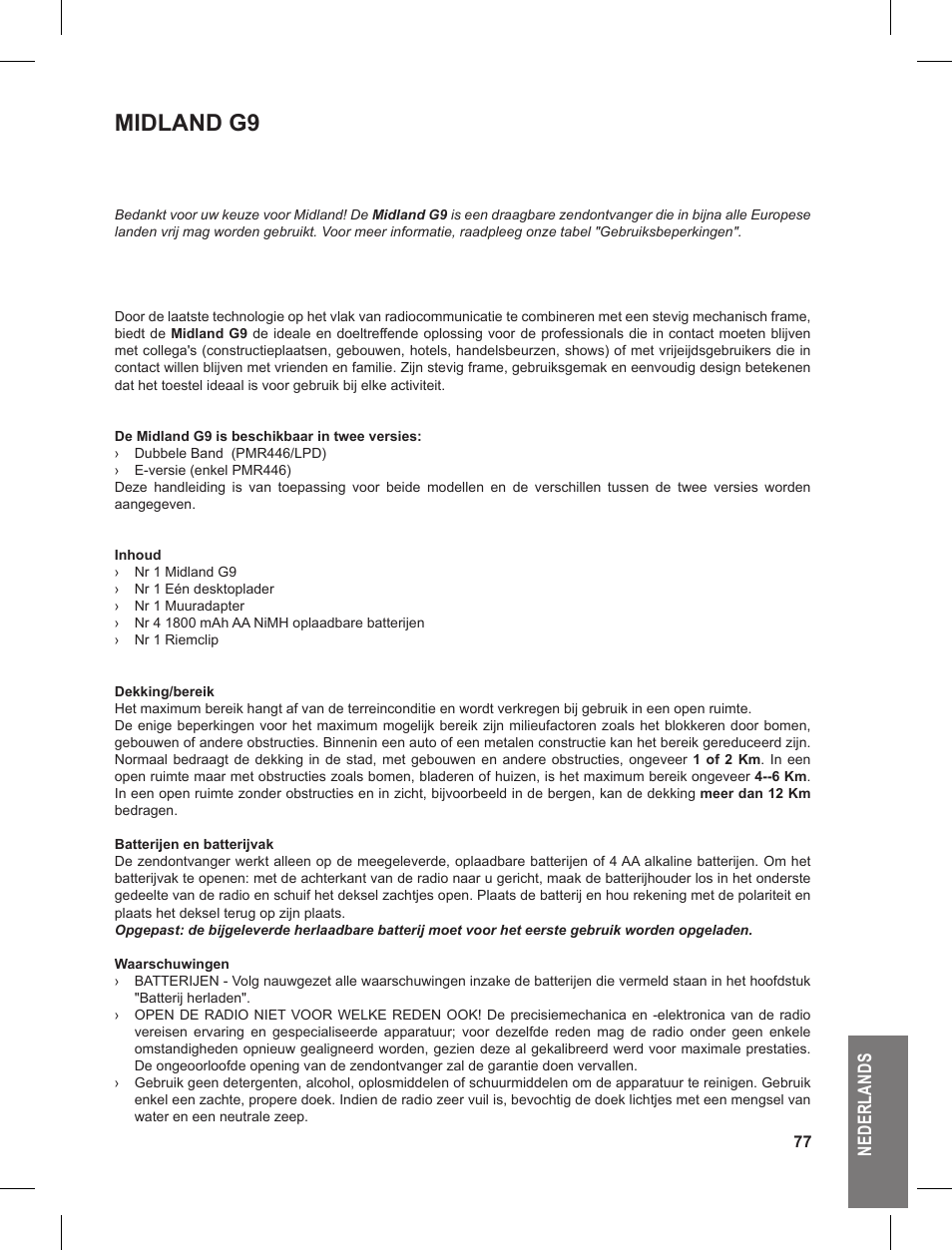 Midland g9 | MIDLAND G9 User Manual | Page 77 / 90