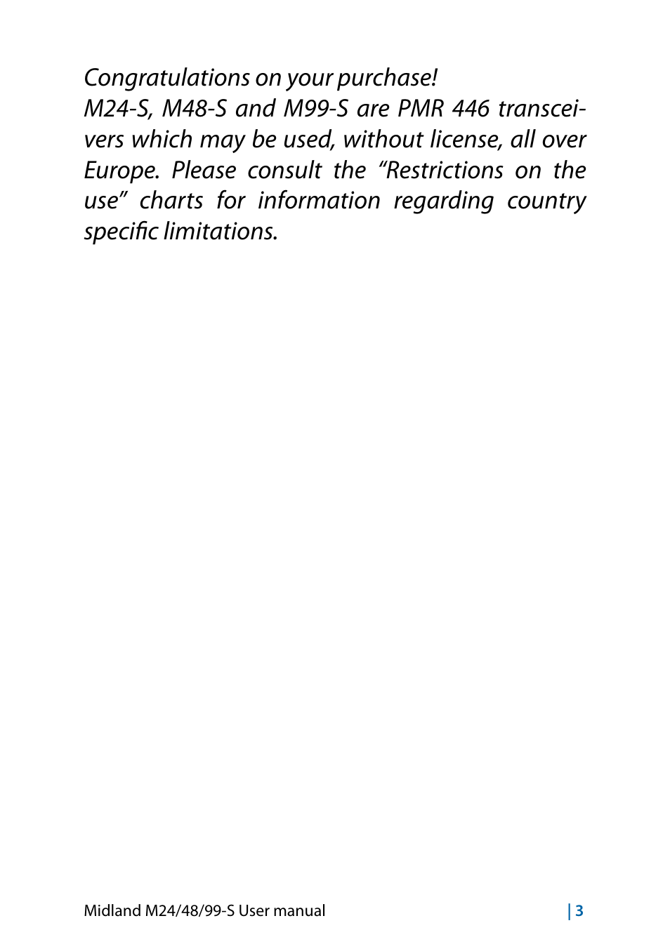 MIDLAND M24 S - M48 S - M99 S User Manual | Page 18 / 124