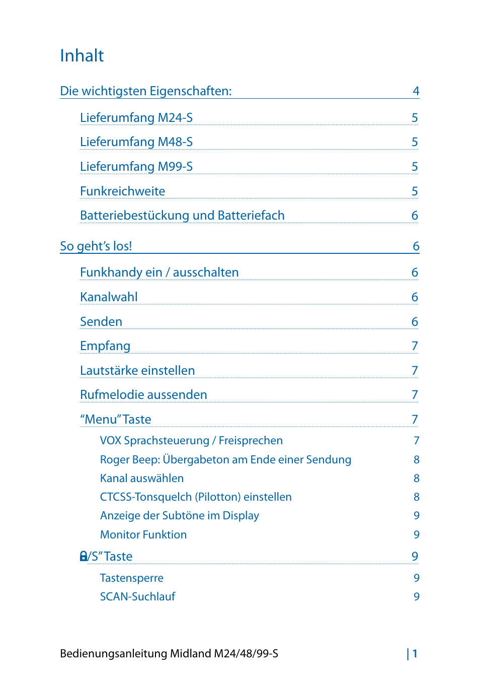 Deutsch, Inhalt | MIDLAND M24 S - M48 S - M99 S User Manual | Page 28 / 124