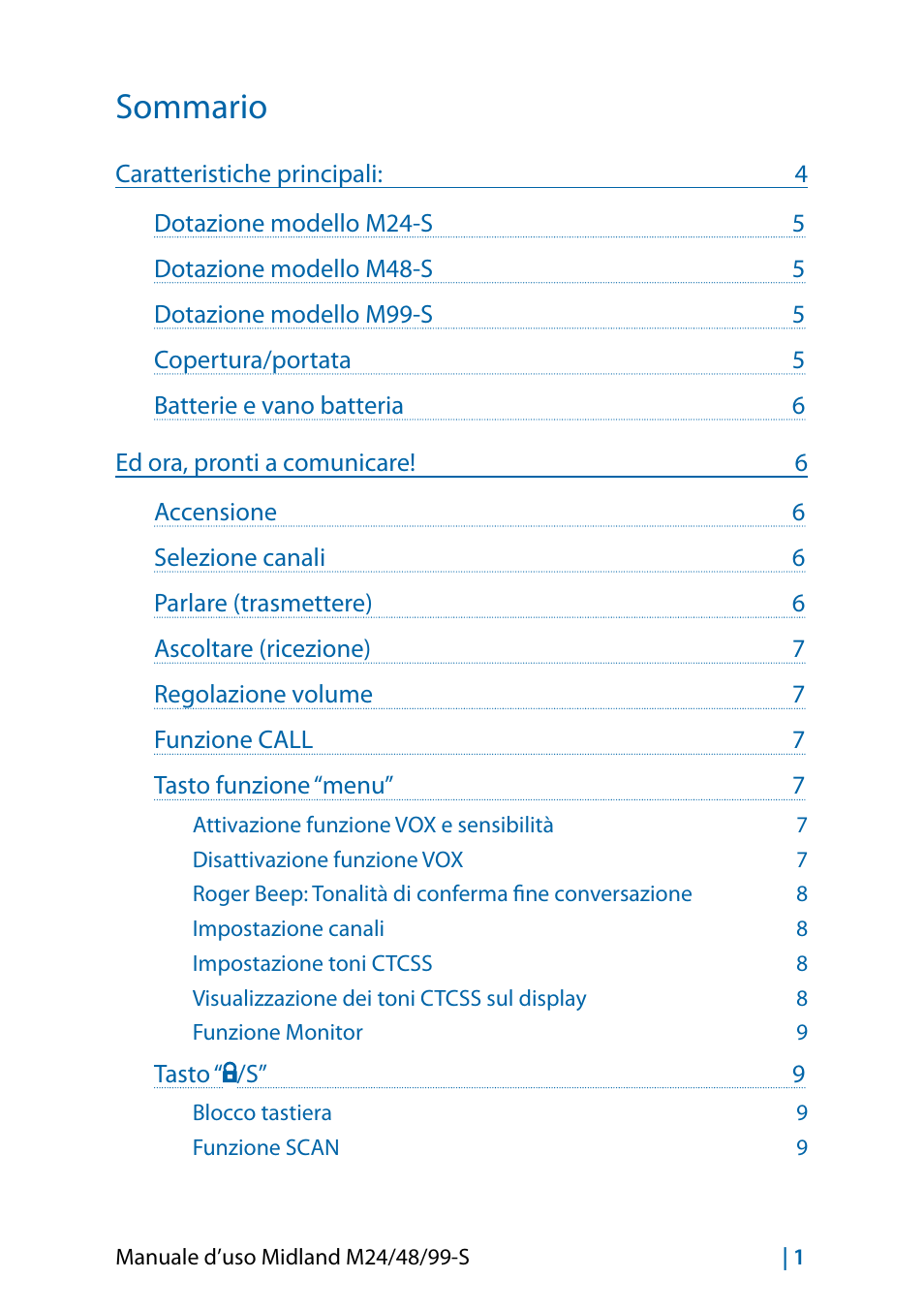 MIDLAND M24 S - M48 S - M99 S User Manual | Page 4 / 124