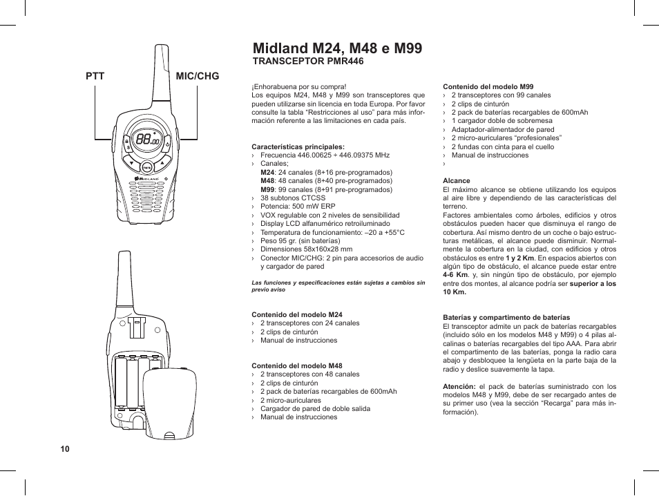 Ptt mic/chg | MIDLAND M99 User Manual | Page 10 / 30