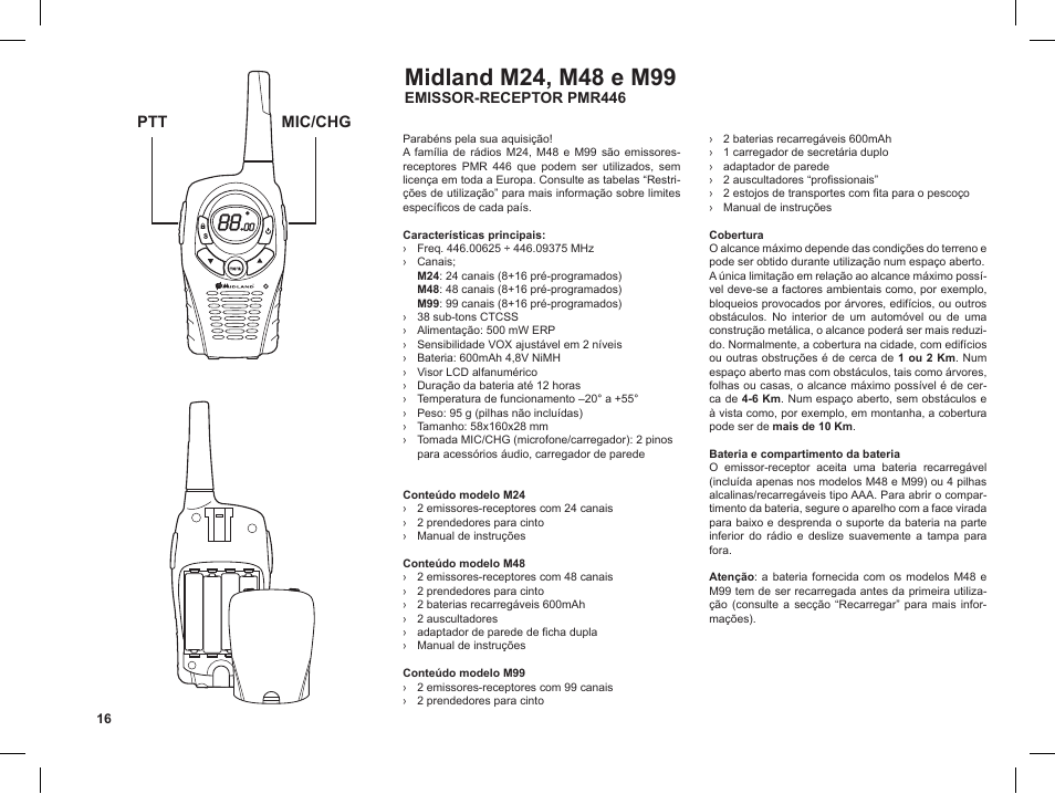 Ptt mic/chg | MIDLAND M99 User Manual | Page 16 / 30