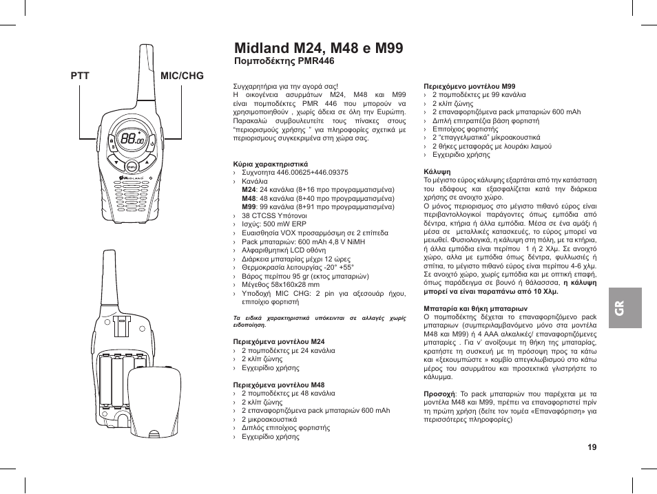 Ptt mic/chg | MIDLAND M99 User Manual | Page 19 / 30