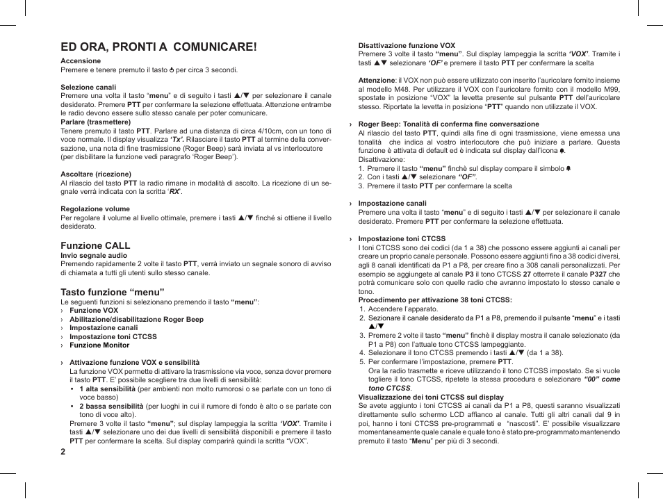 Ed ora, pronti a comunicare | MIDLAND M99 User Manual | Page 2 / 30