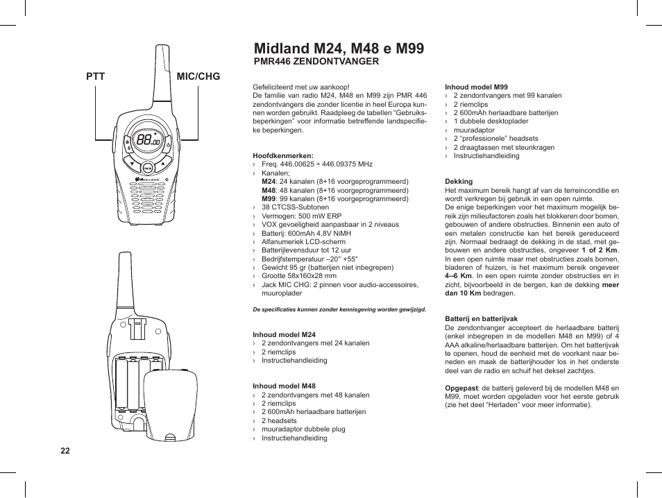 Ptt mic/chg | MIDLAND M99 User Manual | Page 22 / 30