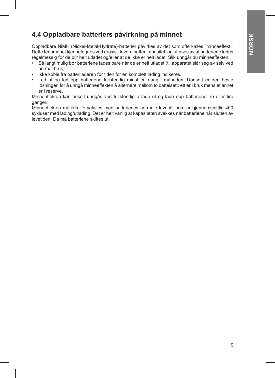 4 oppladbare batteriers påvirkning på minnet | MIDLAND Pacific User Manual | Page 105 / 129