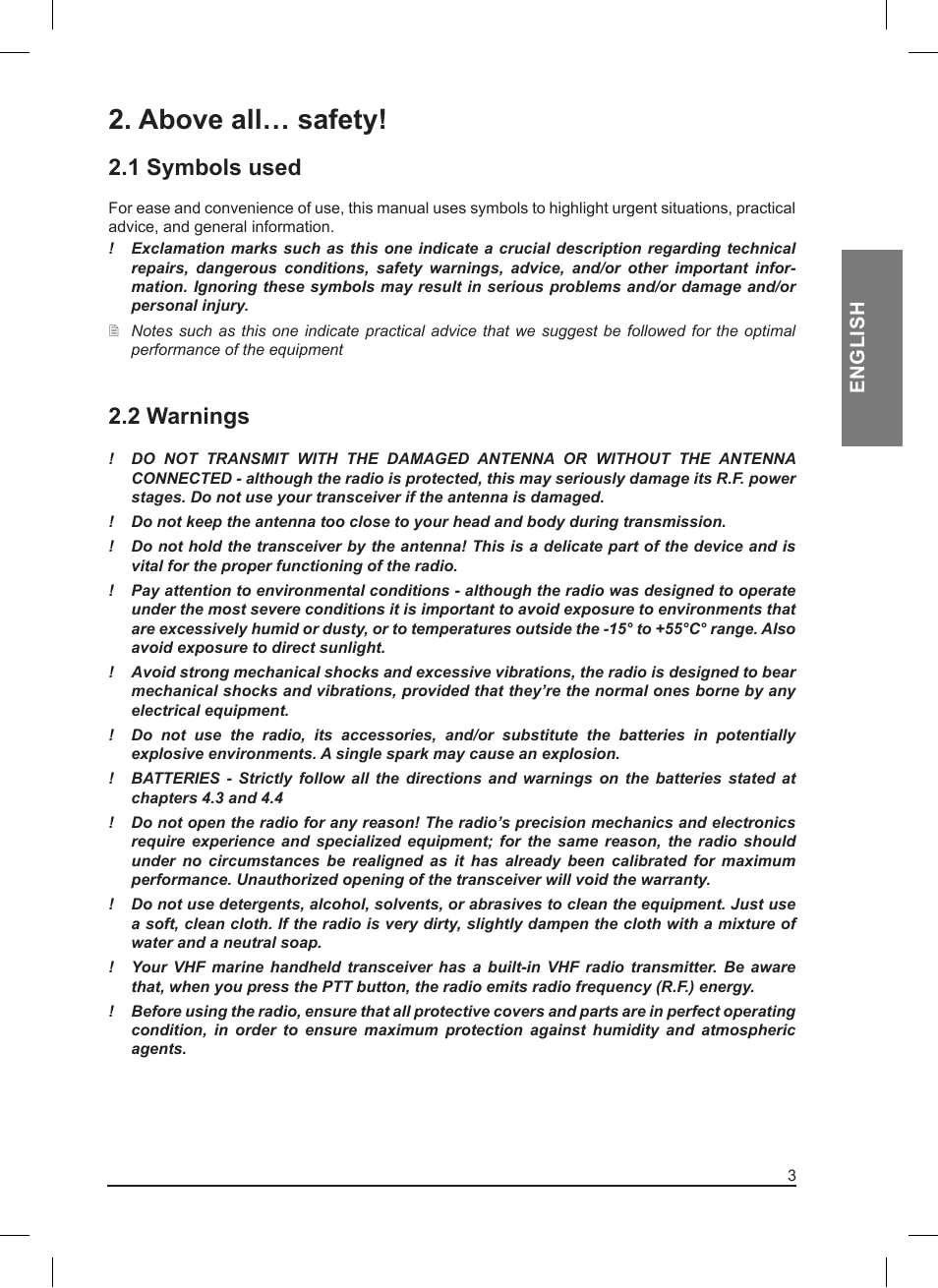 Above all… safety, 1 symbols used, 2 warnings | MIDLAND Pacific User Manual | Page 19 / 129