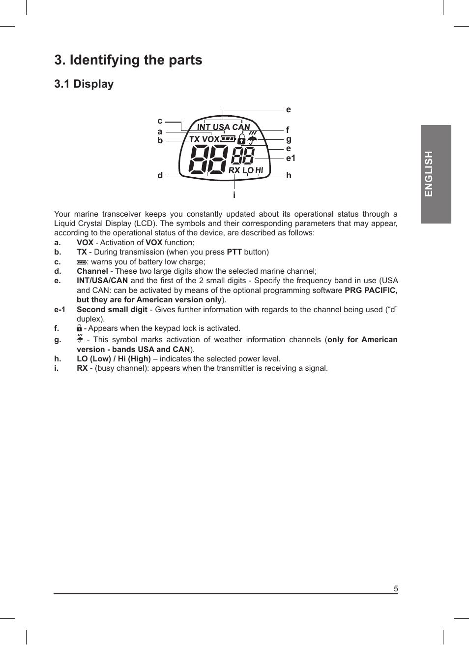 Identifying the parts, 1 display | MIDLAND Pacific User Manual | Page 21 / 129