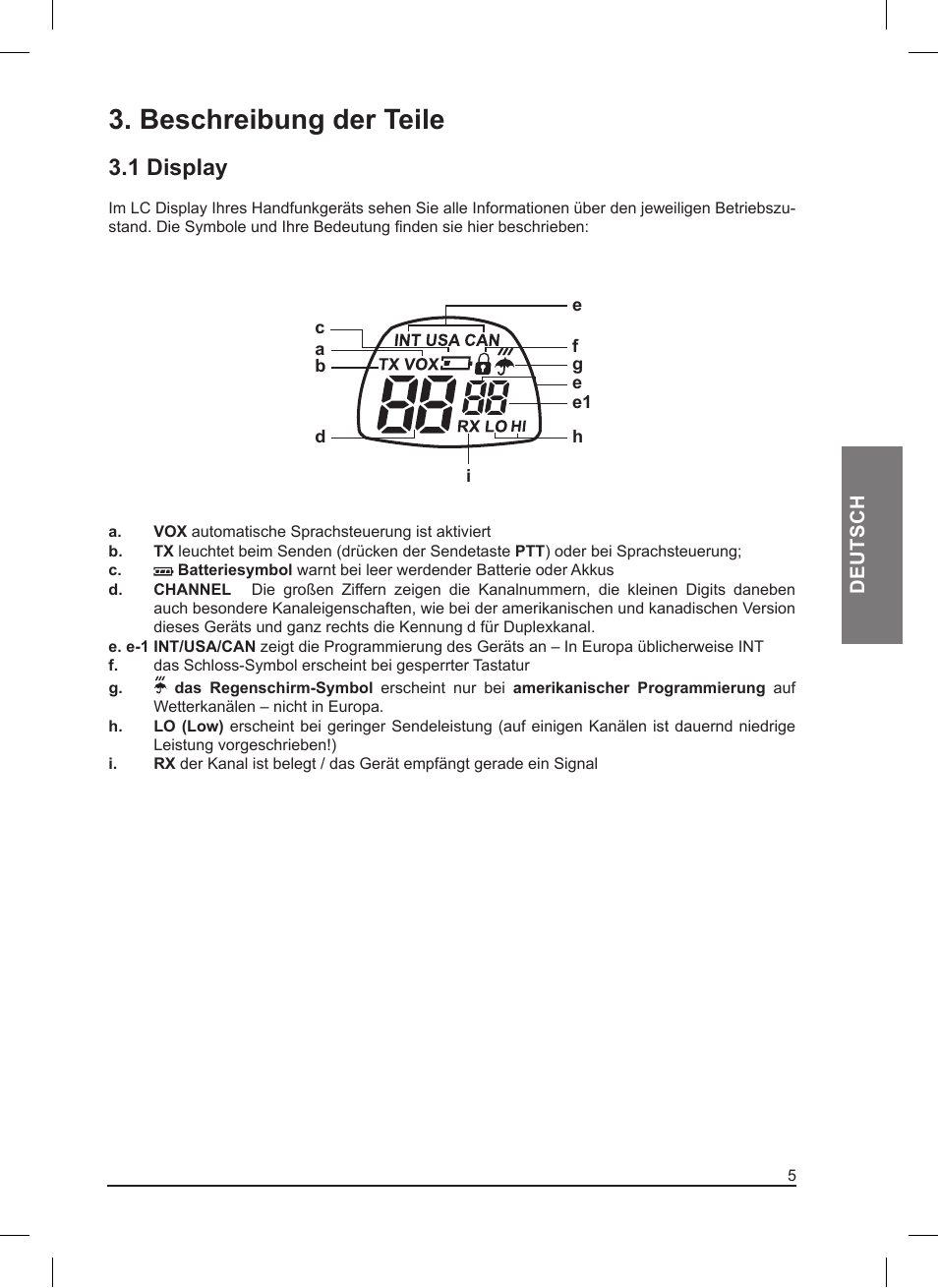 Beschreibung der teile, 1 display | MIDLAND Pacific User Manual | Page 37 / 129