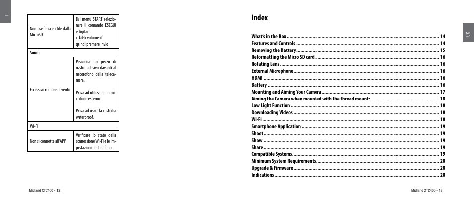 Index | MIDLAND XTC 400 User Manual | Page 8 / 60