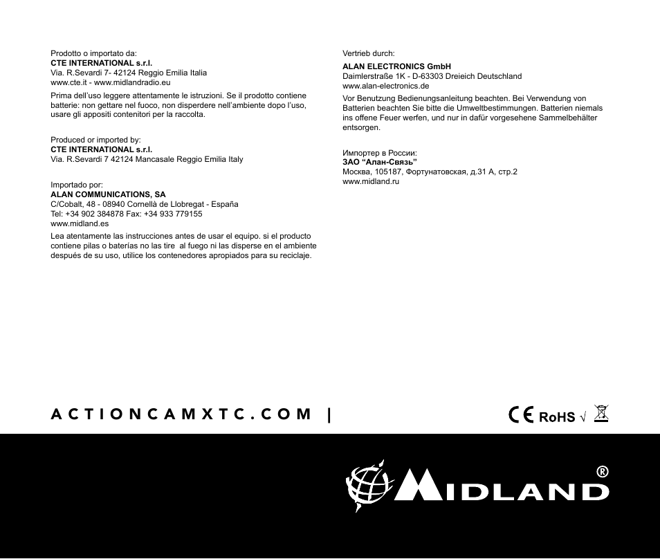 MIDLAND XTC 400 No HDMI User Manual | Page 117 / 117